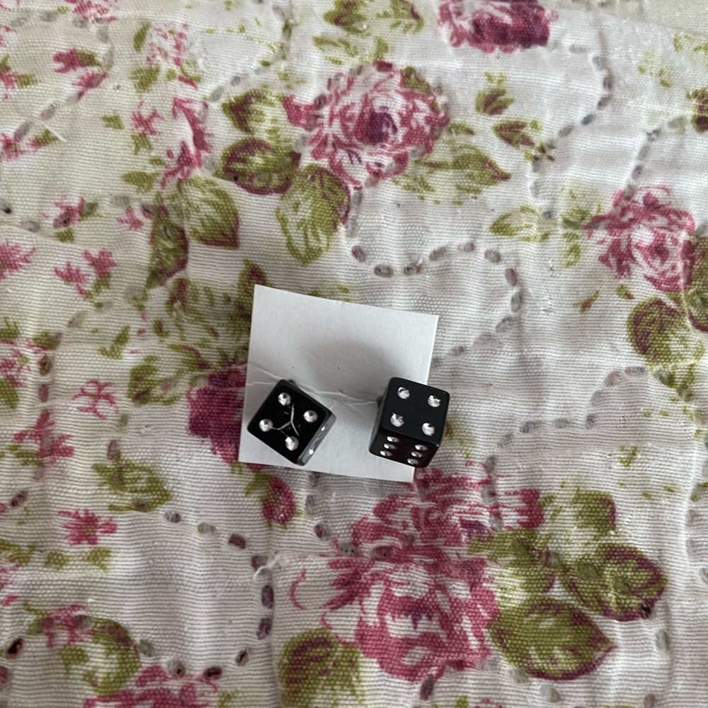 Claire's Black and White Dice Earrings